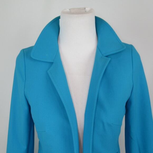 NINA MCLEMORE Turquoise Blue Blazer Open Front Jacket Women’s Size 2 - Picture 2 of 13